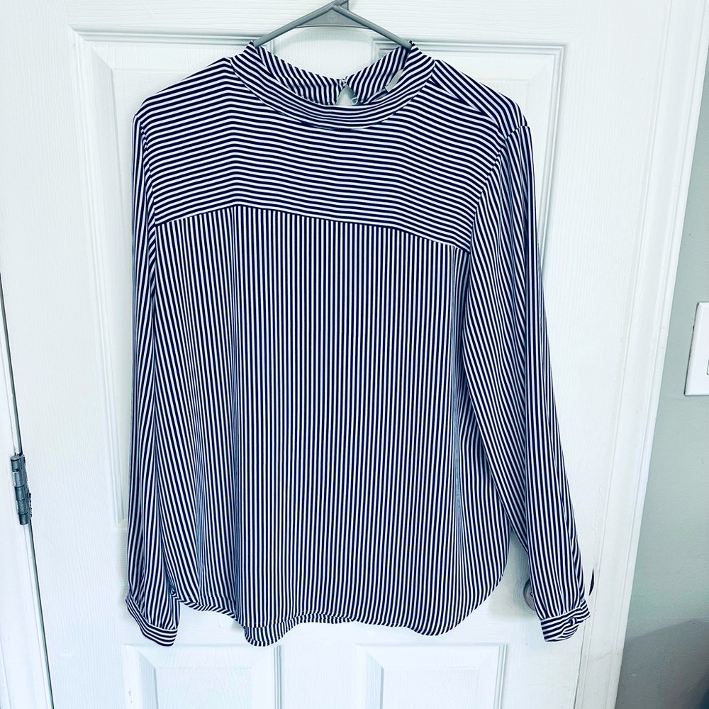 EUC LOFT Navy Striped Blouse